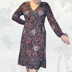SOLD Maurices Dark Floral Babydoll Long Sleeve Dress